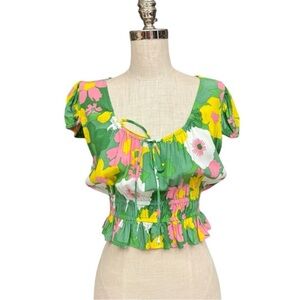 Faithfull the Brand Las Olas Floral-Print
Blouse Green Size Medium